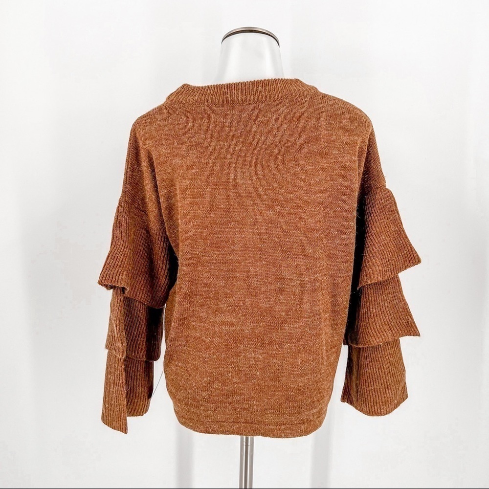 Lumiere Rust colored Ruffle Bell-Sleeve Sweater - Picture 5 of 5
